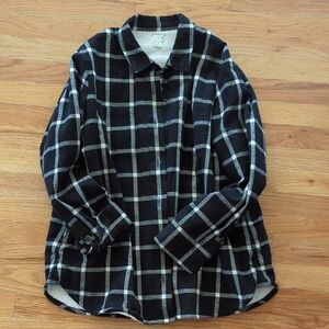 J Crew Black And White Flannel Shacket